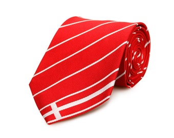 Denmark Tie - 3.25” - Inspired by the Danish Flag with optional Personalized Tag. Denmark Necktie - LDS Missionary.