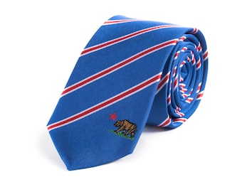 California Skinny Tie - 2.5&quot; - Inspired by the Californian Flag - CA Thin Necktie - LDS Missionary - NOT Personalized