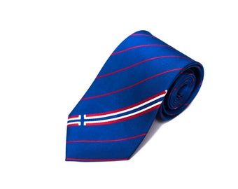 Norway Tie - 3.25” - Inspired by the Norwegian Flag - Norge Norway Necktie - LDS Missionary - NOT Personalized