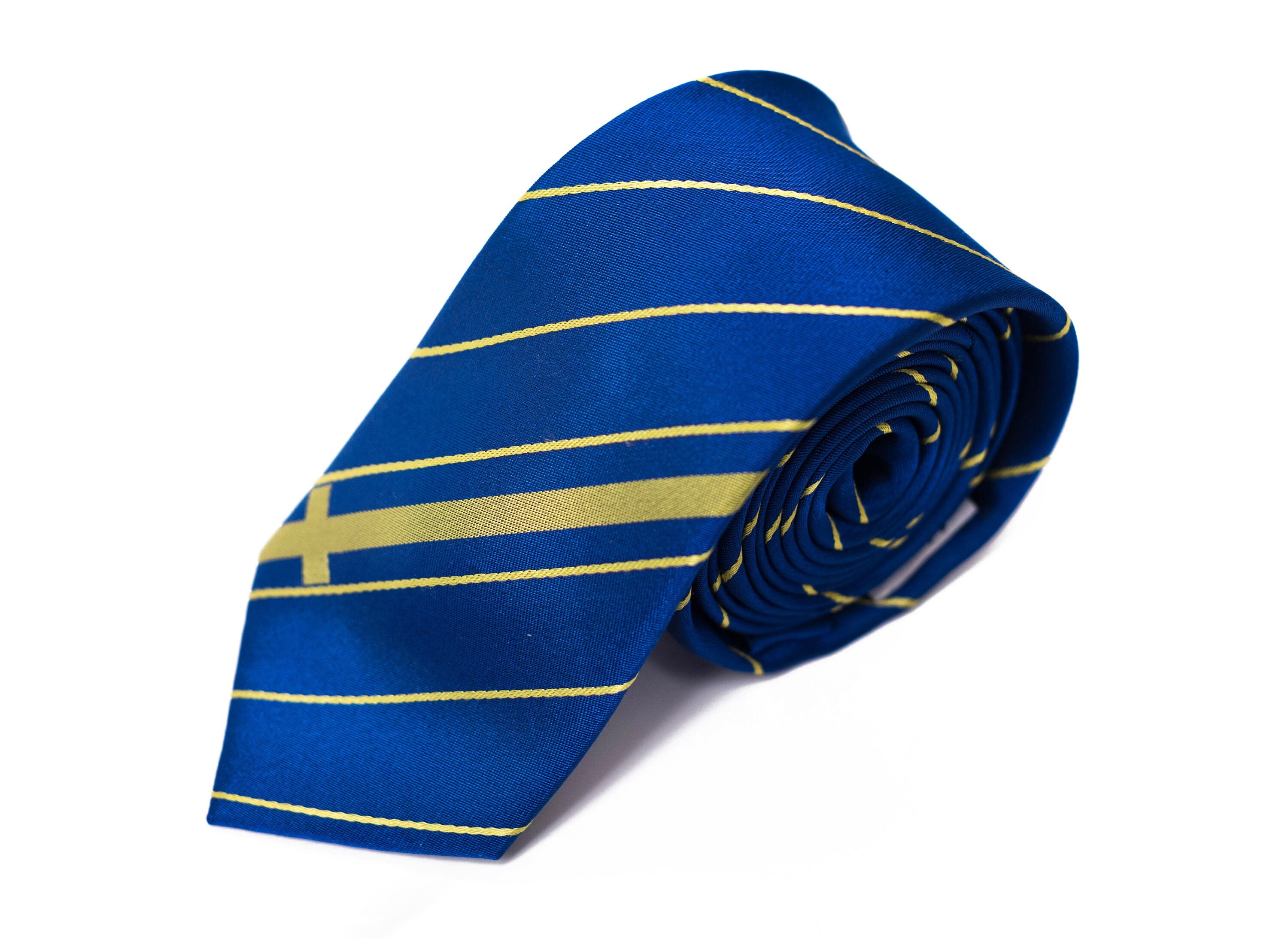 Corbata delgada de Suecia - 2.5" - Inspirada en la bandera sueca - Corbata delgada de Suecia - Misionero SUD - INCLUYE etiqueta bordada personalizada