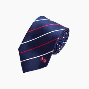 United Kingdom Tie - 3.25” - Inspired by the British Great Britain Flag UK Necktie - LDS Missionary - INCLUDES Personalized Embroidered Tag