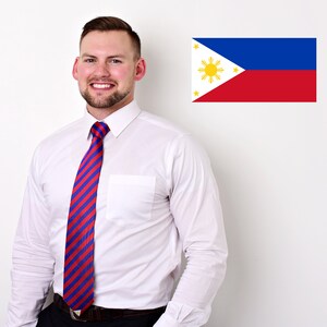 Philippines Tie 3.25 Inspired by the Filipino Flag Philippines Necktie LDS Missionary NOT Personalized image 2