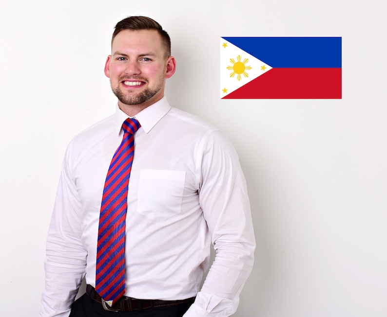 Philippines Tie 3.25 Inspired by the Filipino Flag Philippines Necktie LDS Missionary NOT Personalized image 2