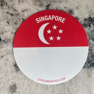 Singapore - Vinyl Sticker Decal - 3” - 6 mil - Water Bottle Laptop Car Automobile - Inspired by the Singapore Country Flag