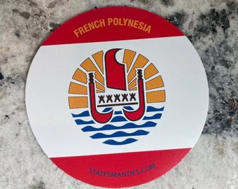 French Polynesia Tahiti Vinyl Sticker Decal - 3” - 6 mil - Water Bottle Laptop Car Automobile - Inspired by the French Polynesia Tahiti Flag