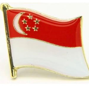 Singapore Flag Country Pin Lapel Tie Necktie Tack LDS Missionary Statesman Ties