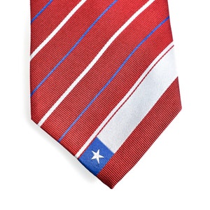 Chile Krawatte - 3,25 ”- Inspiriert von der chilenischen Flagge - Chile Krawatte - LDS Missionar - ENTHÄLT personalisiertes gesticktes Etikett