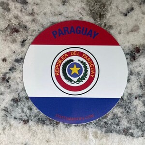 Paraguay - Vinyl Sticker Decal - 3” - 6 mil - Water Bottle Laptop Car Automobile - Inspired by the Paraguay Country Flag