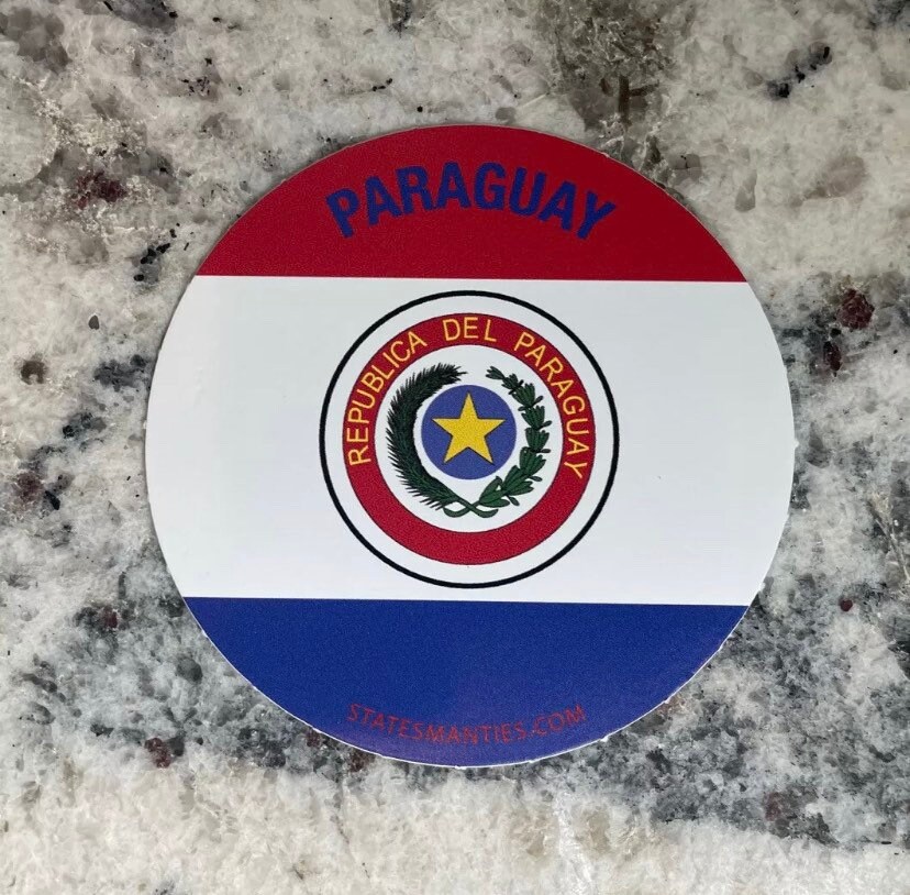 Paraguay - Vinyl Sticker Decal - 3” - 6 mil - Water Bottle Laptop Car Automobile - Inspired by the Paraguay Country Flag