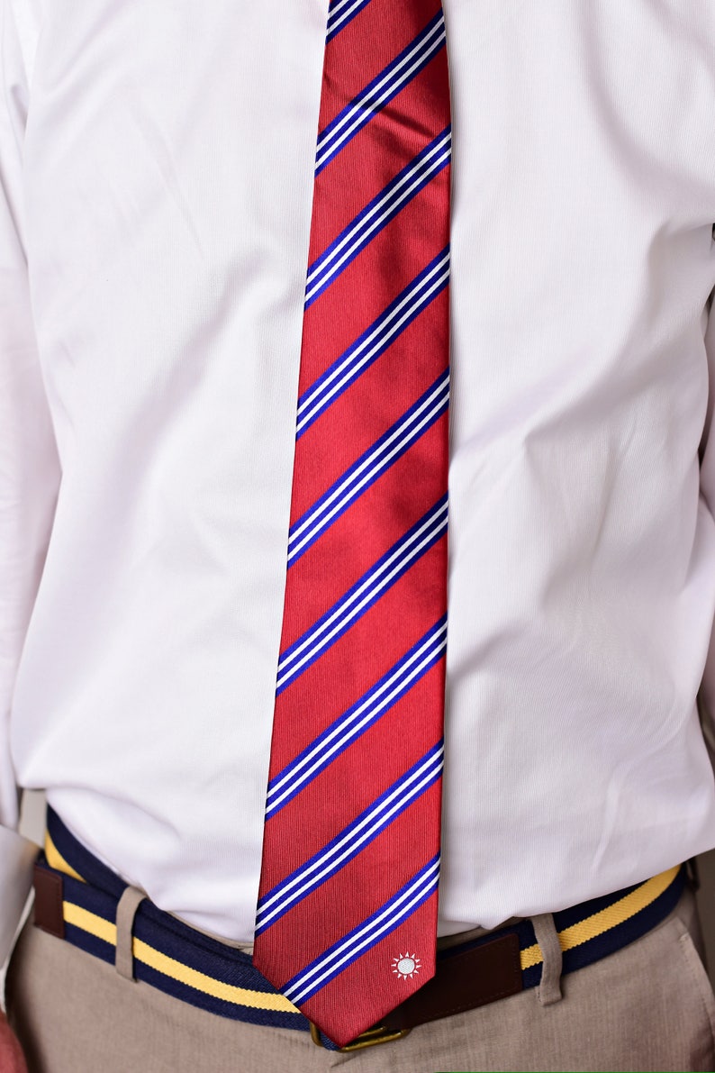 Taiwan Tie 3.25 Inspired by the Taiwanese Flag Taiwan Necktie LDS Missionary NOT Personalized image 3