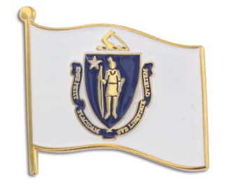 Massachusetts MA Flag State Pin Lapel Tie Necktie Tack LDS Missionary Statesman Ties