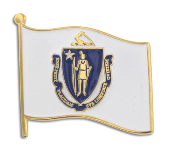 Massachusetts MA Flag State Pin Lapel Tie Necktie Tack LDS Missionary Statesman Ties