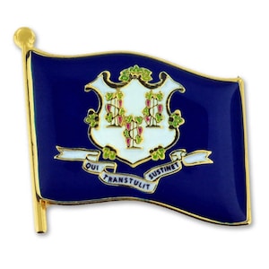 Connecticut CT Flag State Pin Lapel Tie Necktie Tack LDS Missionary Statesman Ties