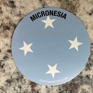 Micronesia Vinyl Sticker Decal - 3” - 6 mil - Water Bottle Laptop Car Automobile - Inspired by the Micronesian Country Flag