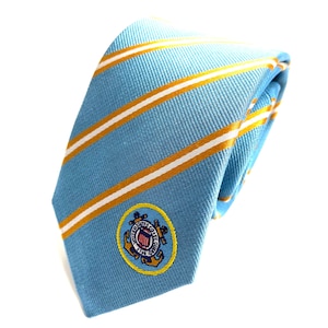 United States Coast Guard Skinny Tie - 2.5” - US Coast Guard Crest - USCG Military Thin Necktie - INCLUDES Personalized Embroidered Tag