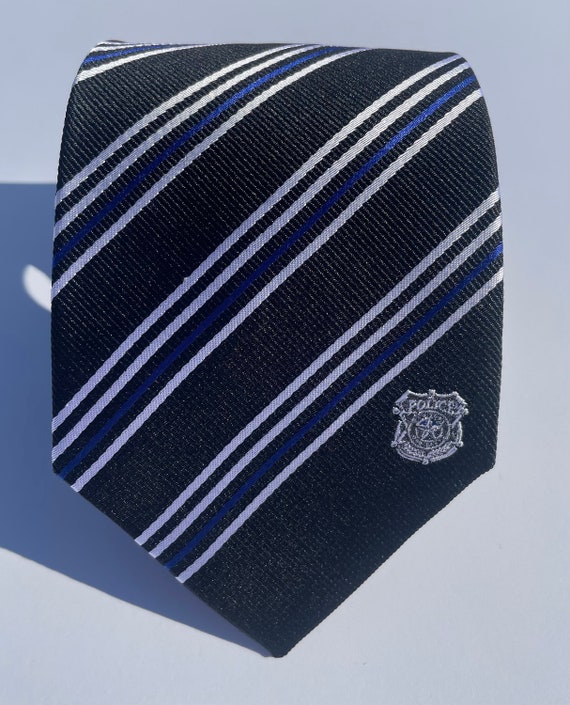 警察署ネクタイ - 3.25 インチ - シン ブルー ラインにインスパイア
