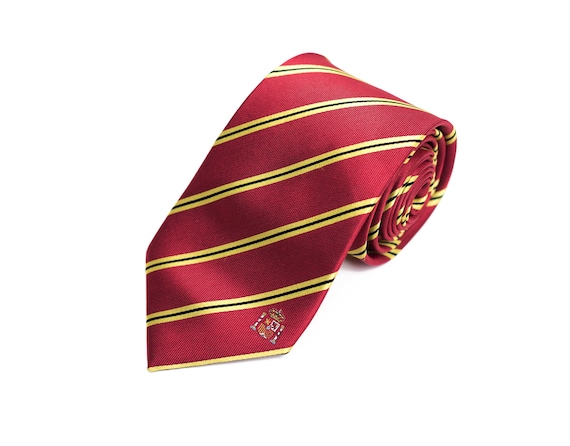 Spain Skinny Tie - Inspired by the Spanish Flag with Personalized Tag. 