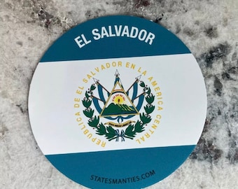 El Salvador Vinyl Sticker Decal - 3” - 6 mil - Water Bottle Laptop Car Automobile - Inspired by the El Salvador Flag