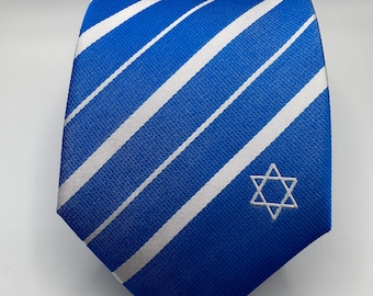 Israel Tie - 3.25” - Inspired by the Israel Flag - Israel Jewish Necktie - LDS Missionary - NOT Personalized