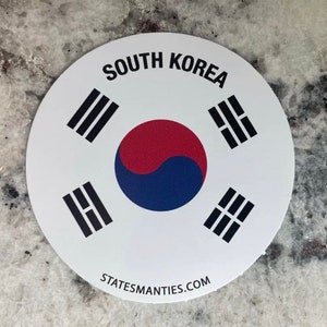South Korea - Vinyl Sticker Decal - 3” - 6 mil - Water Bottle Laptop Car Automobile - Inspired by the South Korea Country Flag