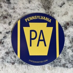 Pennsylvania PA - Vinyl Sticker Decal - 3” - 6 mil - Water Bottle Laptop Car Automobile - Inspired by the Pennsylvania State Flag