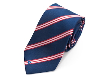 Puerto Rico Tie - 3.25” - Inspired by the Puerto Rican Flag - Puerto Rico Necktie - LDS Missionary - INCLUDES Personalized Embroidered Tag