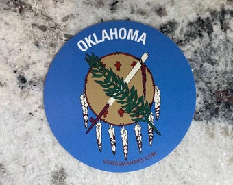 Oklahoma - Calcomanía de vinilo - 3" - 6 mil - Botella de agua Coche portátil Automóvil - Inspirado en la bandera del estado de Oklahoma