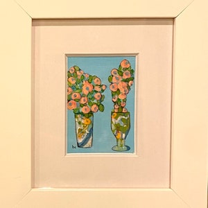 PETITE POSIES an Original Framed AcEO Painting by Artist Beth Capogrossi Floral Flowers