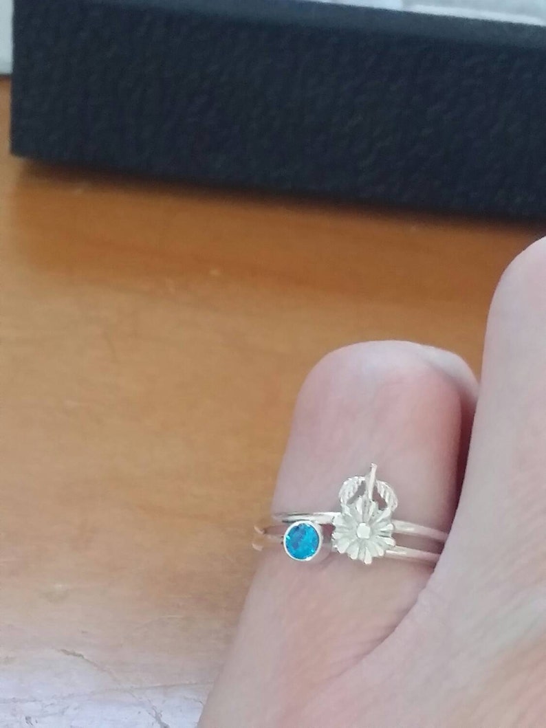 Sterling silver jewelry 2 ring combo set cubic zirconia bezel Etsy