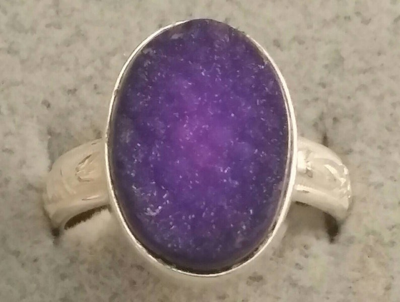 Druzy drusy quartz ring silver sterling thick band ring Etsy