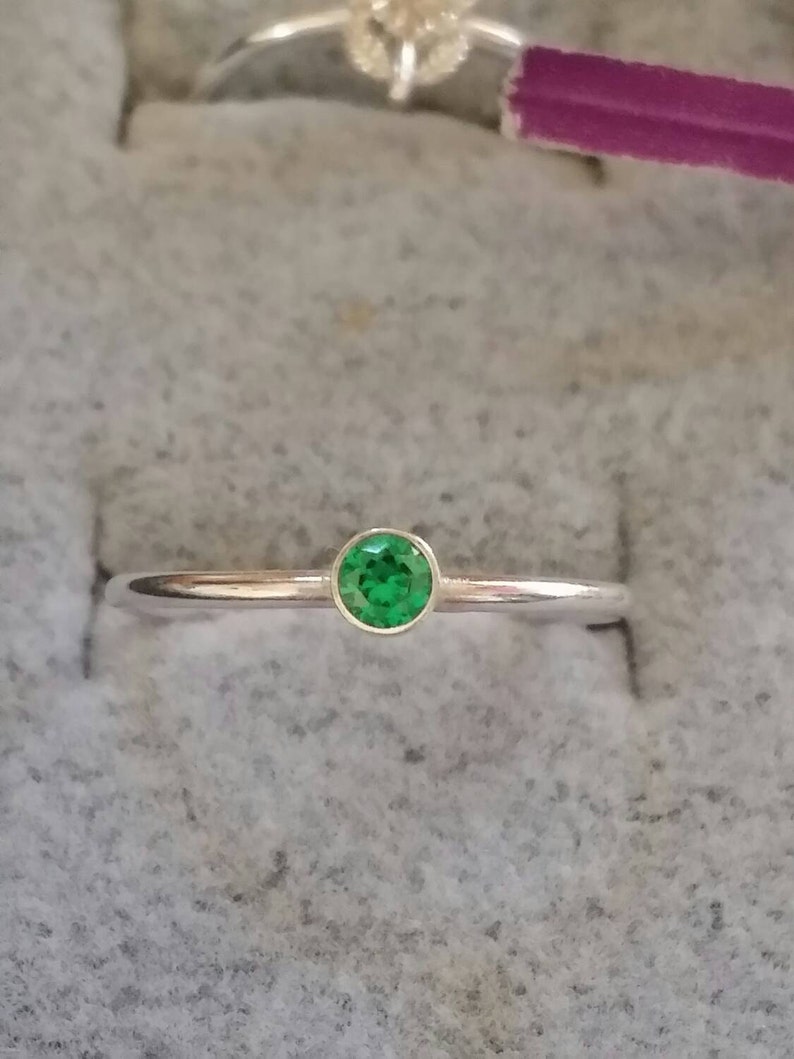 Sterling silver jewelry 2 ring combo set cubic zirconia bezel Etsy