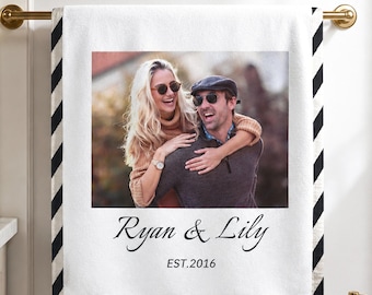 Custom Couple Tea Towel,Personalized Couple Name Kitchen Towels,Wedding Gift,Home Decor