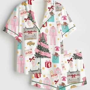 Nutcracker Christmas Pajama Set for Women, Satin Holiday PJs, Ballet Print Sleepwear, Festive Gift for Her