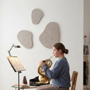 GOBI Set med 3 dekorativa akustikpaneler tillverkade av 12 mm PET-filt, beige