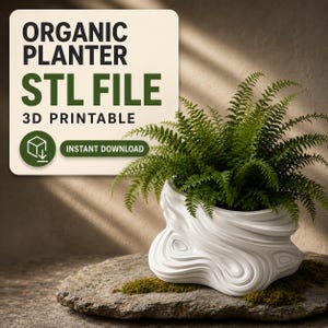 Topographic Wave Planter STL File, Minimalist Sculptural Pot for 3D Printing