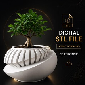 Abstract Geometric Planter STL, Luxury Sculptural Succulent Pot 3D Print File