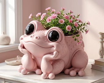 3D Printable Frog Planter STL, Whimsical Succulent Pot, Animal Home Decor (Digital File)