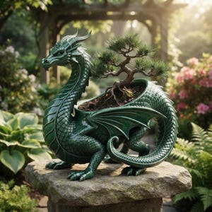 Asian Dragon Planter STL File, 3D Printable Flower Pot, Fantasy Decor (Digital Download)