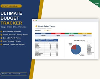 Budget Spreadsheet Google Sheets & Excel | Debt Payoff Tracker | Monthly Budget Planner | Personal Finance Dashboard