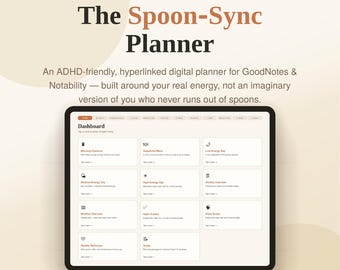 ADHD Digital Planner,debt payoff spreadsheet Hyperlinked GoodNotes PDF Energy-Based Planning System