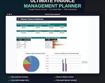 Budget Spreadsheet, Google Sheets And Excel Finance Planner With Debt Payoff Tracker