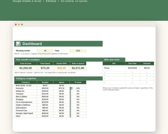 ADHD Budget Planner, Google Sheets & Excel Dashboard Template | Undated Tracker