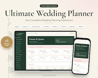 Interactive Wedding Planner Web App | Budget, Guest List, Seating Chart (Digital Download)