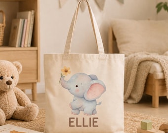 Bolso de lona infantil personalizado con diseño de animales, bolso safari con nombre personalizado, bolso de animales de la selva, recuerdo de fiesta de cumpleaños, regalo para niños pequeños, regreso a clases.
