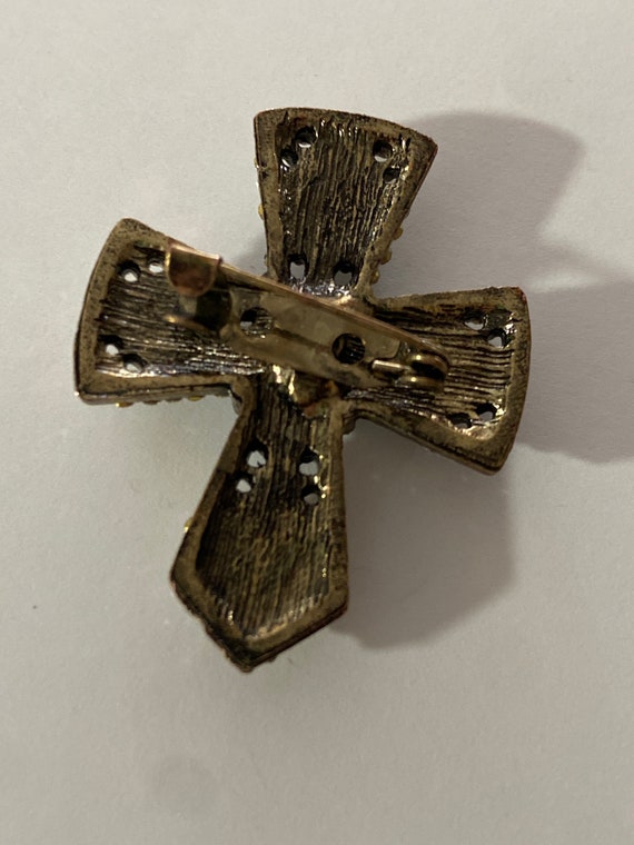 2 religious pin brooches, cross, Miraculous Mary - image 4