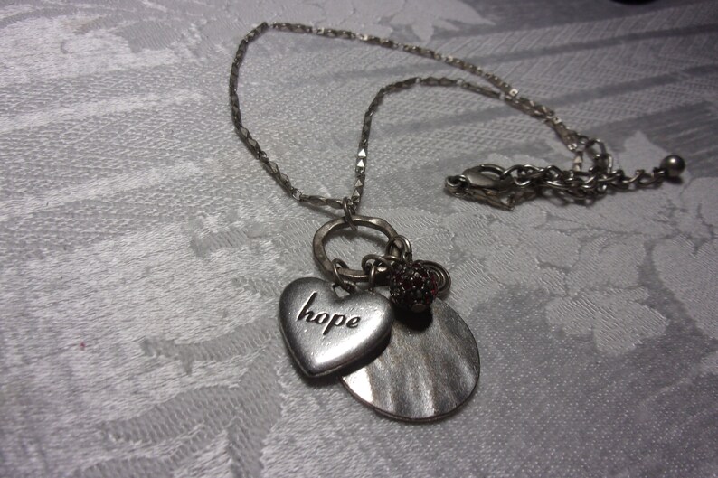 vintage hope charm bead pendant chain necklace
