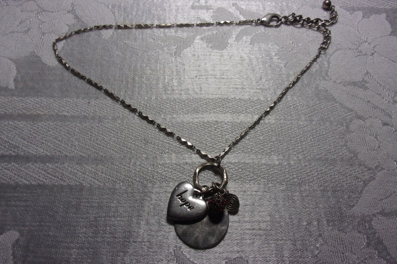 vintage hope charm bead pendant chain necklace