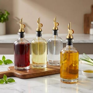 Glasdispenser för olivoljebruk, vinägercruet, kryddbehållare för kök, genomskinlig glasflaska för kryddor, elegant kulinariskt tillbehör för bänkskivan