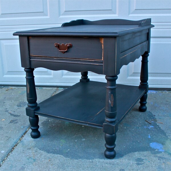 SALE, Cool Lava Grey/ Night Stand /End Table/ Side Table/ Vintage /Shabby Chic /Distressed /Bedroom Furniture