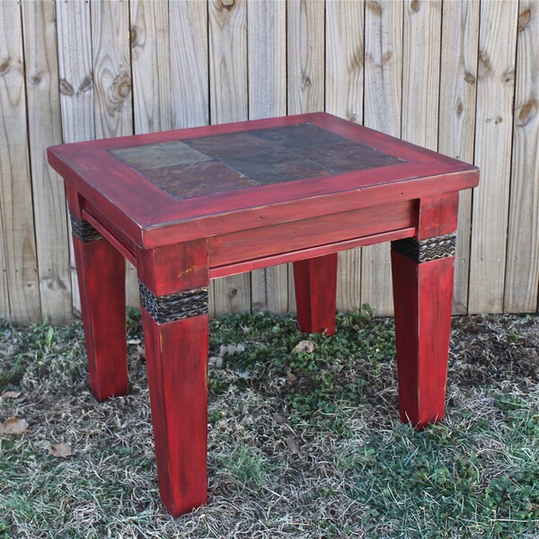 Red side Table /End Table /Nightstand/ Living Room /Bedroom Furniture /Shabby Chic